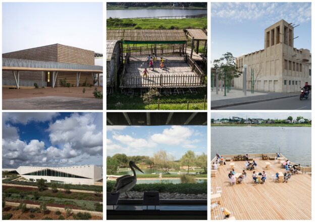 Collage showing images of the six recipients of the 2019 Aga Khan Award for Architecture