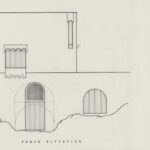 South elevation of the R. Chadirji Villa in Halat, Lebanon - architectural drawing on vellum