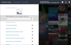 MIT Libraries BrowZine digital library for scholarly journals homepage